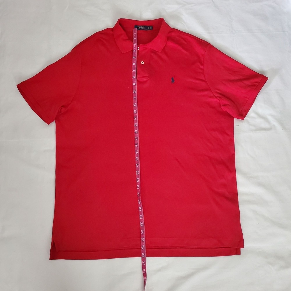 POLO Ralph Lauren Men's Red Solid Mesh Short Sleeve Polo Shirt Size XL - Picture 12 of 12